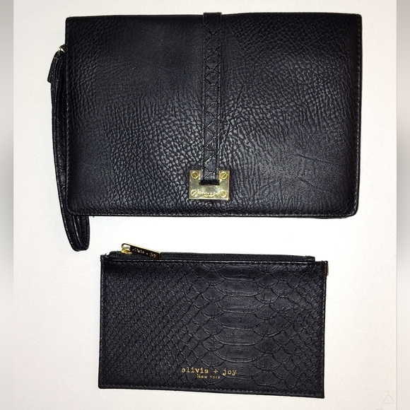 NWOT OLIVA + JOY NEW YORK DESIGNER WRISTLET & COIN PURSE POUCH GENUINE LEATHER - Picture 1 of 14